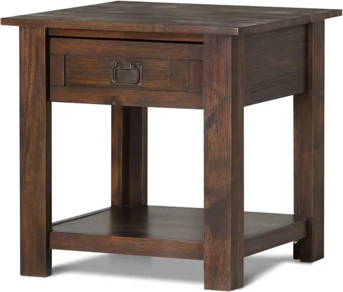 Vista 11 de SIMPLIHOME Monroe - Mesa auxiliar de madera de acacia maciza de 22 pulgadas de ancho en color marrón ceniza envejecido, mesa decorativa rústica