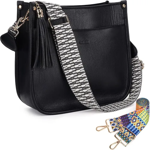 Vista 9 de HKCLUF Bolso cruzado para mujer, 2 piezas, de cuero, con 2 correas ajustables de leopardo, bolsa cruzada