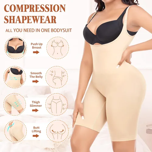 Vista 3 de Ganado Bodysuit for Women Tummy Control Shapewear Seamless Fajas Open-Bust Mid-Thigh Body Shaper