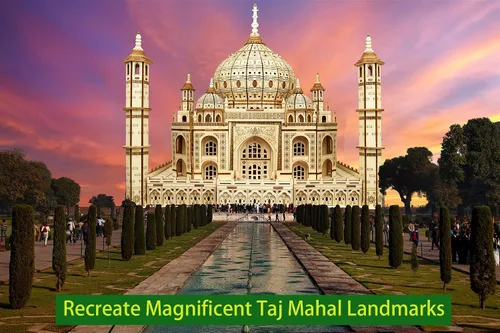 Vista 3 de Taj Mahal - Rompecabezas de madera 3D 388 piezas, kit de construcción de arquitectura de luz LED, sin pegamento, modelo de bricolaje, decoración