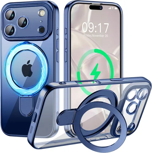 Vista 58 de Funda magnética para iPhone 14 Pro con soporte invisible [compatible con MagSafe] [protector completo de lente de cámara]
