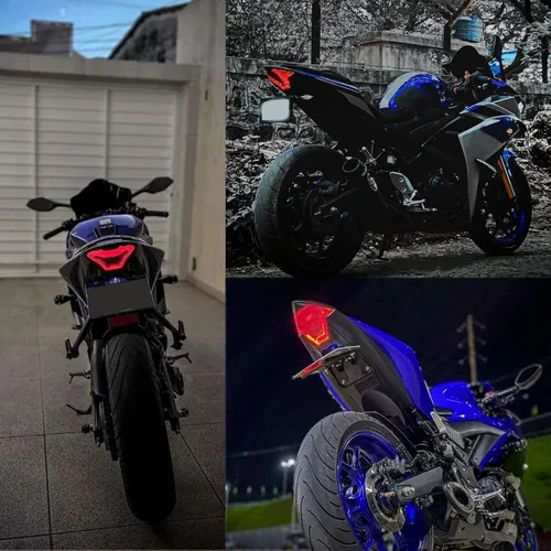 Vista 4 de JMTBNO Luz Trasera de Freno de Moto con Señales de Giro LED Compatible con Yamaha YZF R3 R25 Y15ZR MT07 FZ07 LC150