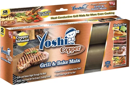Vista 4 de Como Visto en la TV Yoshi Copper Grill & Bake Mat (Paquete de 2), Cobre