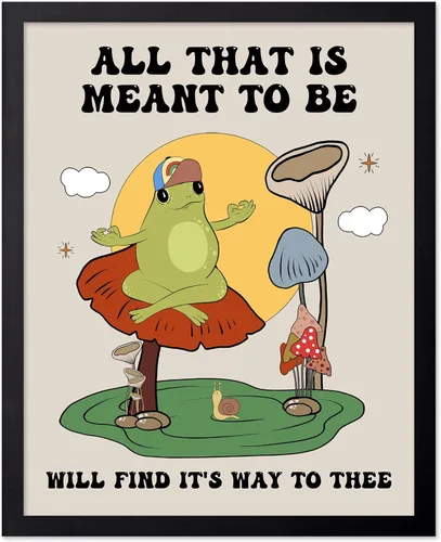 Vista 75 de Poster Master All That Is Meant To Be Poster - Retro Frog on Mushroom Print - Meditation Art - Motivational Design - Preppy Print - Trendy Decor