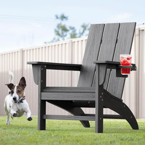 Vista 20 de Silla Adirondack moderna, sillas de patio de plástico HDPE para todo tipo de clima, silla para hoguera, sillas de césped al aire libre para terraza