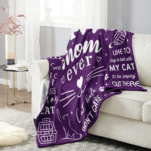 Vista 4 de Mosslink Manta de Mamá Gatuna 60"x50", Regalos para Amantes de los Gatos para Mujeres, Regalos de Gatos para Amantes de los Gatos, Regalos de Mamá