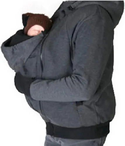 Vista 2 de Chaqueta canguro para hombre para papá y bebé, sudadera con capucha