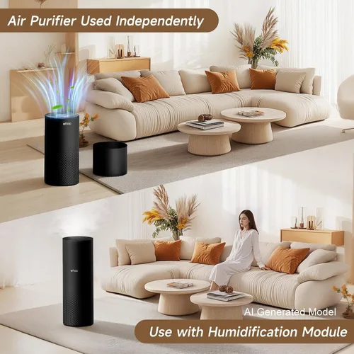 Vista 6 de Afloia Humidificador y purificador de aire en uno, combo de purificador de aire y humidificador evaporativo para el hogar, limpiador de aire