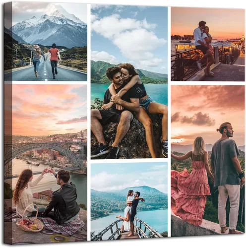 Vista 20 de ZHIYYHAO Impresiones en Lienzo Personalizadas con Tus Fotos Collage Enmarcado Cuadros Múltiples Personalizados en Lienzo Arte de Pared para Sala