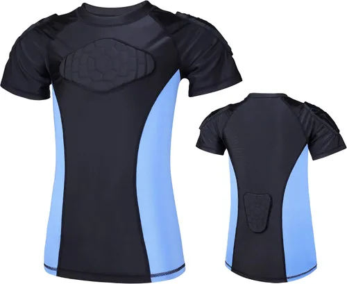 Vista 6 de Camisa acolchada de fútbol juvenil con protector de costillas en el pecho, para niños y niñas, camiseta protectora para fútbol, béisbol, sóftbol