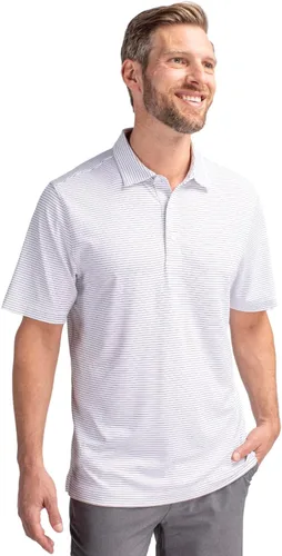 Vista 12 de Cutter & Buck Polo Drytec Forge a rayas de lápiz que absorbe la humedad para hombre Negro