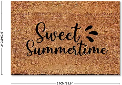 Vista 3 de Doormat Sweet Summer Time Entryway Outdoor Coir Door Mat Heavy Duty PVC Backing Non Slip Natural Coconut Brown Pad Home Decor 24x35inch