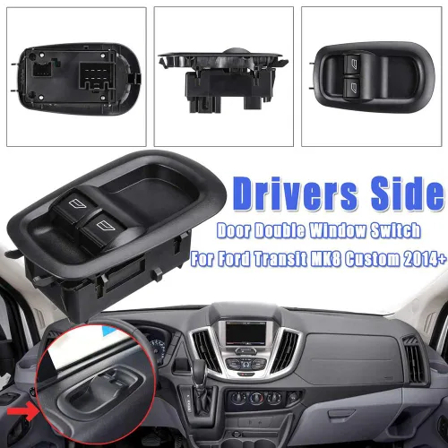Vista 2 de Puerta lateral del conductor ventana doble con interruptor de luz, para Ford Transit MK8 Custom 2014 2015 2016 2017+ 2029885 1791339