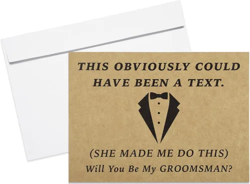 Vista 8 de Teling 8 tarjetas divertidas de propuesta de regalo para padrinos de boda, 7 tarjetas divertidas de Will You Be My Groomsman y 1 tarjeta Will You Be