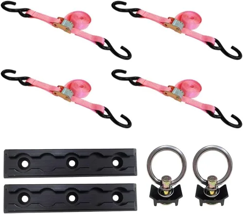 Vista 19 de Mega Cargo Control - Hebilla de leva resistente de 1" x 6' con ganchos S recubiertos de negro - WLL 400 lbs. Paquete de 4