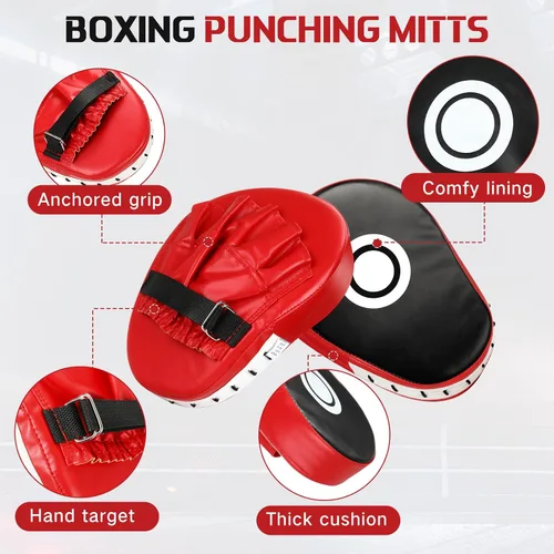 Vista 3 de Arrowbash Juego de guantes de boxeo y guantes de boxeo para niños, guantes negros de 6 onzas, guantes curvados, equipo de entrenamiento para artes