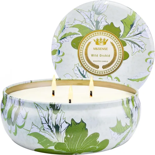 Vista 75 de M&SENSE Velas aromáticas de bayas cítricas, vela grande de lata de soja de 3 mechas, más de 40 horas de tiempo de combustión, cera vegana 100%