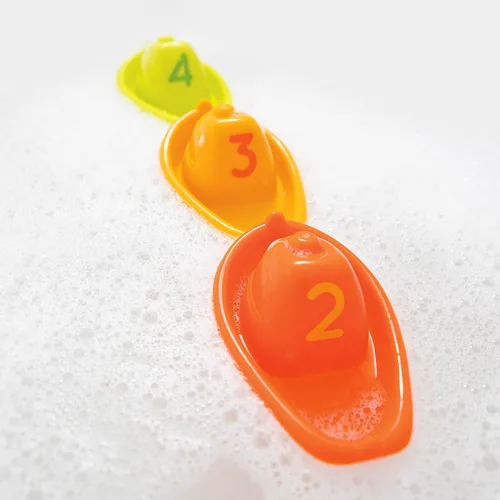 Vista 8 de Battat 10 botes de baño apilables - Horario de baño numerado y apilable - Juguetes flotantes para el baño, piscina, playa - Juguetes educativos