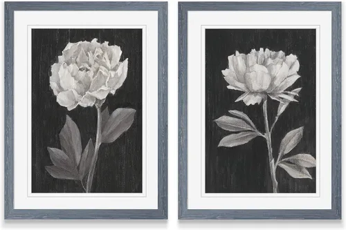 Vista 16 de Renditions Gallery- Lienzo enmarcado con flores blancas y negras Flores blancas y negras 1 juego/marco negro