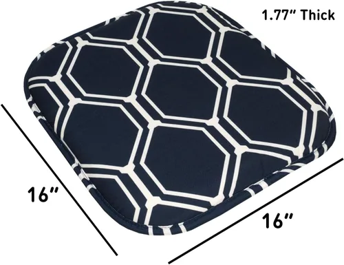 Vista 109 de Sweet Home Collection Cojines de espuma viscoelástica para silla, goma antideslizante y diseño de panal de abejas y esquinas redondeadas de 16 x 16