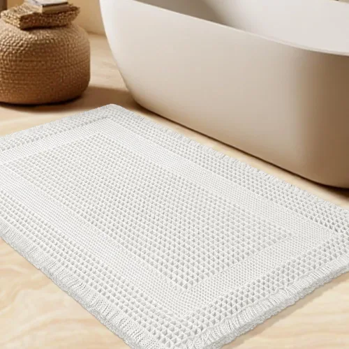 Vista 29 de Tapete de baño con diseño de gofre, moderno, bohemio, absorbente, antideslizante, ultrasuave, lavable a máquina, con letra de baño, dormitorio