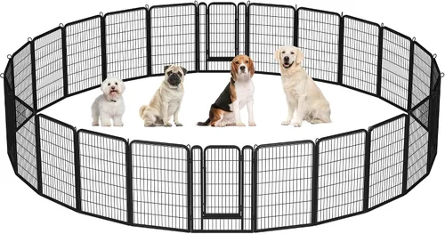 Vista 28 de Yaheetech Corralito para perros, 24 pulgadas, 2 paneles, corral para perros para interiores, resistente, corral de ejercicio para cachorros, valla