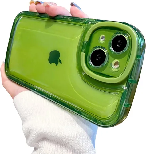 Vista 8 de Ownest Funda compatible con iPhone 14 Pro con función atril transparente, diseño creativo con soporte para cámara para TPU delgada, a prueba de Verde