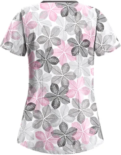 Vista 2 de Camisetas de verano 2024 para mujer, elásticas, de talla grande, uniformes de trabajo, con bolsillos