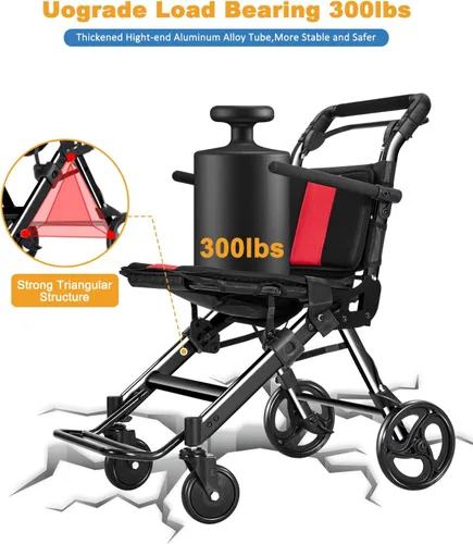 Vista 7 de Sillas de ruedas para adultos, silla de ruedas de transporte, sillas plegables ligeras con frenos de mano, sillas de ruedas portátiles de viaje