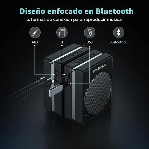 Vista 5 de WinBridge 30W Amplificador de voz con 2 micrófonos inalámbricos, altavoz PA portátil S90