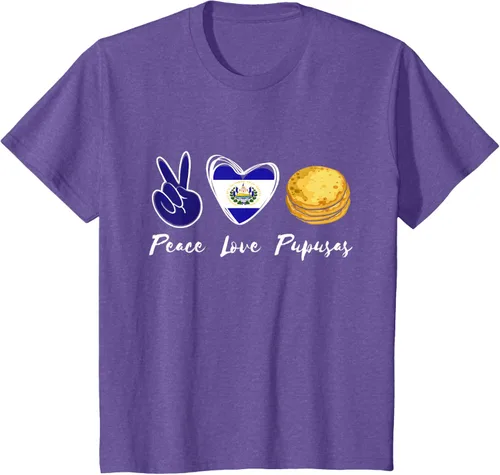 Vista 60 de Pupusas Lover Love Peace El Salvadaor Camiseta Comida Salvadoreña