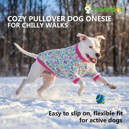 Vista 3 de LovinPet Chaquetas para perros grandes de 50 a 60 libras, ropa de tela de franela agradable a la piel para perros, estampado de espuma de mar