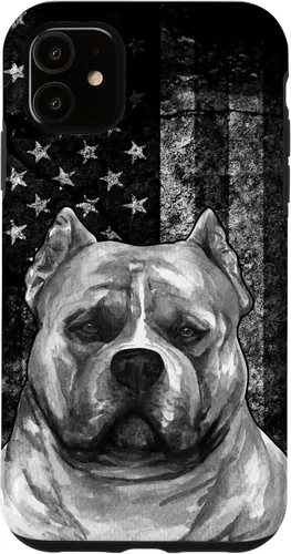 Vista 8 de Patriotic American Bully Dog on Grunge American Flag Dog Case for iPhone 17