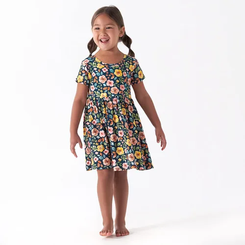 Vista 2 de Gerber Vestido de manga corta con viscosa hecho con eucalipto para bebé y niña pequeña