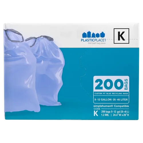 Vista 5 de Plasticplace Bolsas de basura de ajuste personalizado, compatibles con simplehuman Code K (100 unidades) con cordón azul tintado de 10 galones / 38
