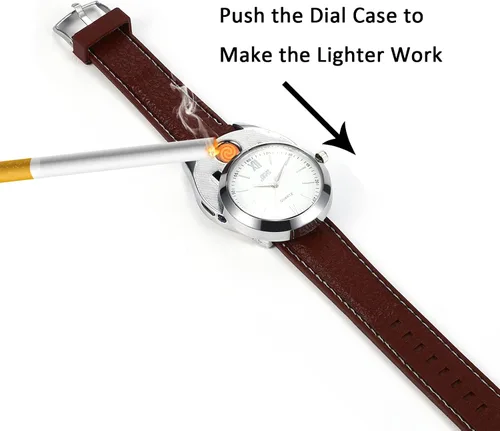 Vista 2 de JewelryWe Reloj de pulsera de cuarzo para hombre, con carga USB, resistente al viento, para Navidad