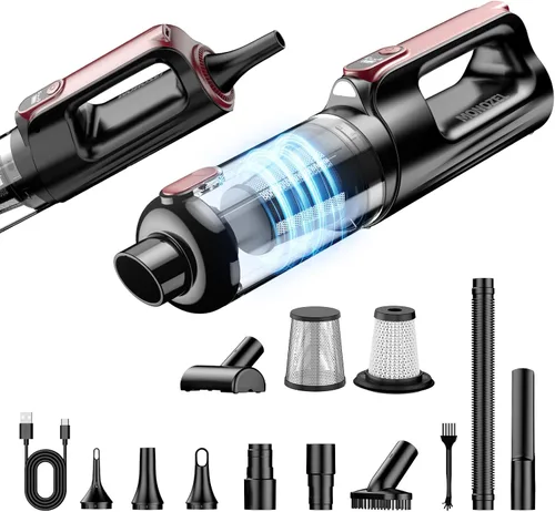 Vista 10 de MONOZEL Aspiradora de Coche Portátil Inalámbrica, 18000Pa 2 en 1 Aspiradora y Soplador de Aire, Motor sin Escobillas de 130W Aspiradora de Mano