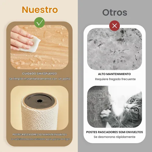 Vista 4 de Árbol para gatos moderno de 64 pulgadas, torre para gatos de interior con varios niveles, con 7 postes rascadores completamente envueltos, 2 Marrón