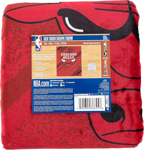 Vista 4 de Northwest NBA Silk Touch - Manta Sherpa de 50 x 60 pulgadas, Chicago Bulls