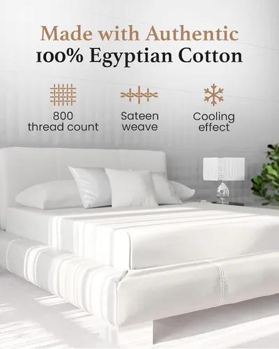 Vista 2 de Good Sleep Bedding Sábanas ajustables Twin XL - Sábanas Twin XL extra largas de 800 TC para dormitorio, sábana ajustada 100% algodón egipcio Twin