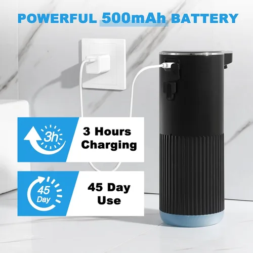 Vista 5 de RYTOXILO Dispensador Automático de Jabón Espumoso, Paquete de 2 Dispensadores de Jabón de Manos Espumoso Negros sin Contacto para Baño, 13.5 Fl Oz