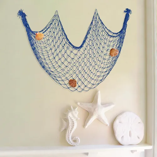 Vista 7 de Paquete de 2 Decoraciones de Red de Pesca para Fiesta Azul pavo real