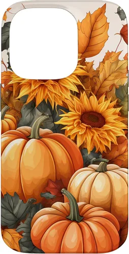Vista 17 de iPhone 16 Nice Art Of Fall Pumpkins, Sunflowers, And Autumn Leaves Case