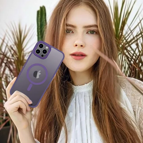 Vista 727 de Anuck - Funda magnética para iPhone 11 compatible con MagSafe, carcasa trasera mate translúcida dura, borde de TPU, delgada, resistente a impactos