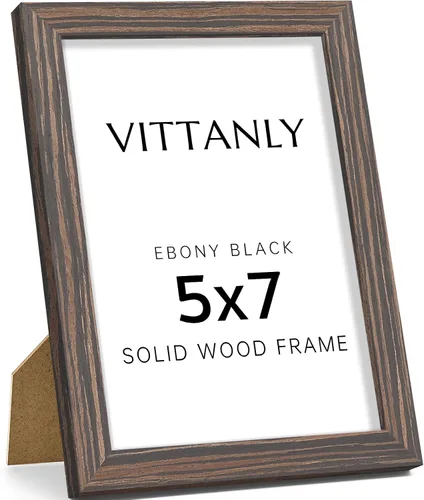 Vista 19 de Vittanly - Marco de fotos de 4 x 6 pulgadas de madera maciza con plexiglás, incluye paspartú de 3,5 x 5, para colgar en la pared o poner sobre una