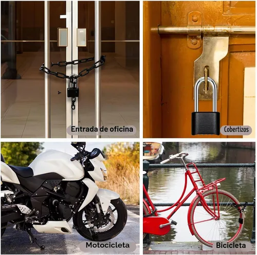 Vista 7 de Cadena resistente y cerradura de combinación para exteriores, cerradura de cadena de puerta con código, candado de grillete largo con cadena