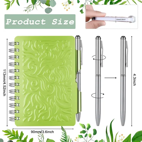 Vista 2 de Zonon Cuaderno organizador de contraseñas portátil de 2 piezas con bolígrafo, mandala encuadernado en espiral (verde, rosa)