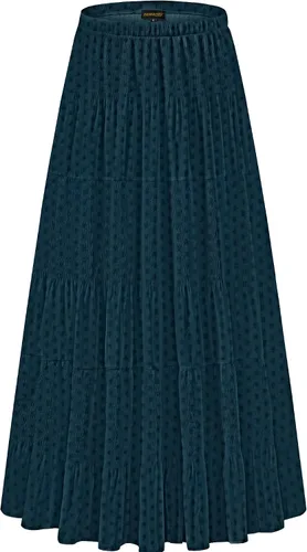 Vista 23 de NASHALYLY - Faldas largas de gasa, acampanadas, plisadas, con cintura alta y elástica para mujer Albaricoque Rosa Floral