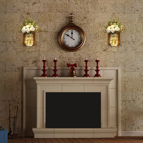 Vista 4 de Lightess Decoración de pared con tarro de masón, apliques de pared rústicos con control remoto Decoración del hogar, luces de hadas LED, luces