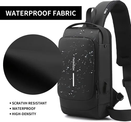 Vista 6 de HXUANYU Bolso cruzado antirrobo para hombre y mujer, bolso bandolera USB, bolsas de hombro cruzadas